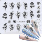 Nail Stickers for Manicure Nail Sticker Sliders For Nails Decal Self-adhesive Nails Figures Transfer Black Accessories Sliders Manicure Decoration 3D Nail Supplies Holographic Decals Transfer Sliders Nail Design Manicures Nail Self-Adhesive Sticker Stevvex