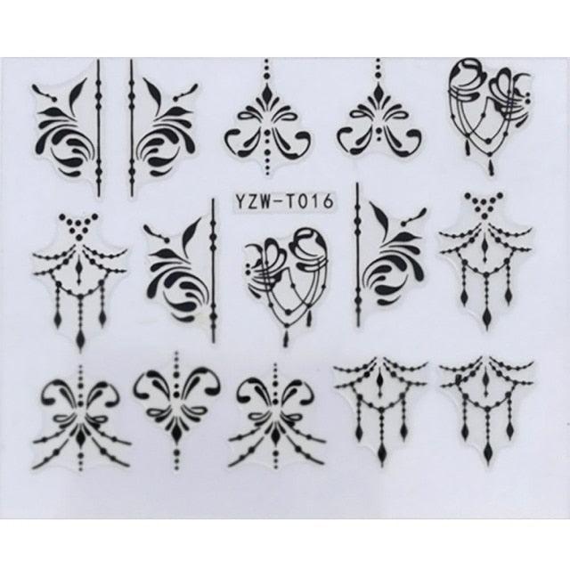 Nail Stickers for Manicure Nail Sticker Sliders For Nails Decal Self-adhesive Nails Figures Transfer Black Accessories Sliders Manicure Decoration 3D Nail Supplies Holographic Decals Transfer Sliders Nail Design Manicures Nail Self-Adhesive Sticker Stevvex