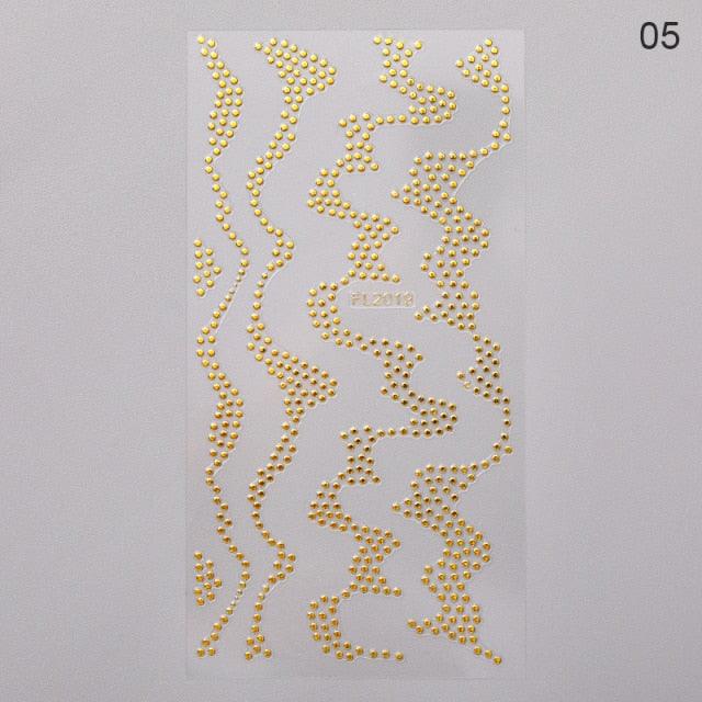 Nail Strip Stickers Black Gold Rose Gold Silver Metal Strip Tape Nail Art Adhesive Foil Tips Nail Sticker Decals Metallic Curve Strip Line Nail Decal Self-Adhesive 3D Wave Design Decoration for Women Girls Tape Nail Art Stickers Decal Decoration Stevvex