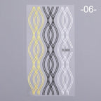 Nail Strip Stickers Black Gold Rose Gold Silver Metal Strip Tape Nail Art Adhesive Foil Tips Nail Sticker Decals Metallic Curve Strip Line Nail Decal Self-Adhesive 3D Wave Design Decoration for Women Girls Tape Nail Art Stickers Decal Decoration Stevvex