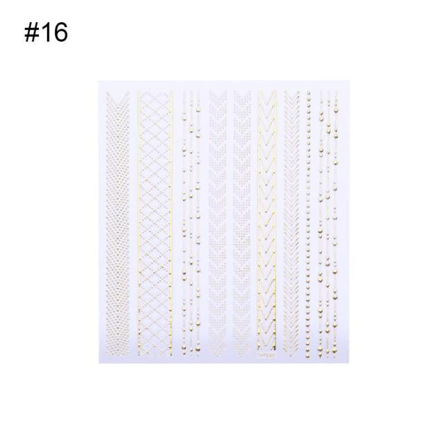 Nail Strip Stickers Black Gold Rose Gold Silver Metal Strip Tape Nail Art Adhesive Foil Tips Nail Sticker Decals Metallic Curve Strip Line Nail Decal Self-Adhesive 3D Wave Design Decoration for Women Girls Tape Nail Art Stickers Decal Decoration Stevvex