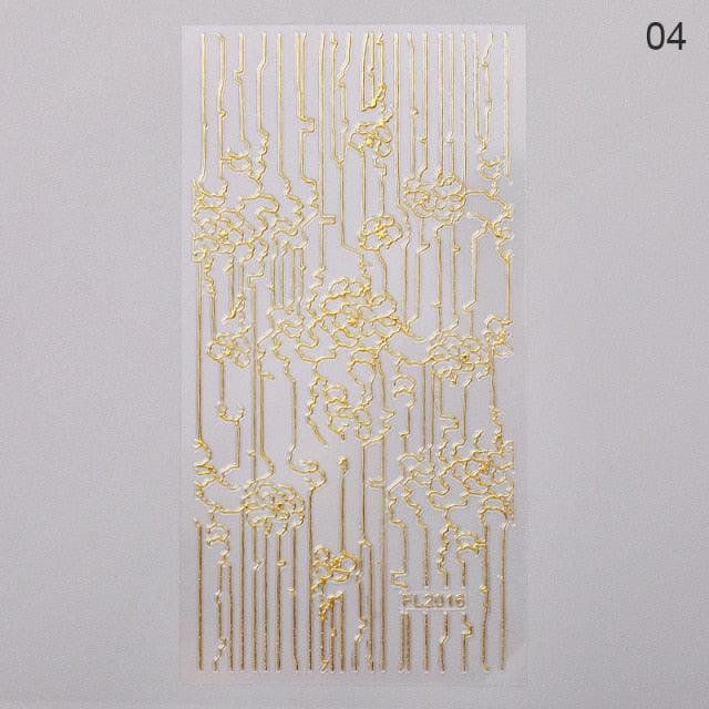 Nail Strip Stickers Black Gold Rose Gold Silver Metal Strip Tape Nail Art Adhesive Foil Tips Nail Sticker Decals Metallic Curve Strip Line Nail Decal Self-Adhesive 3D Wave Design Decoration for Women Girls Tape Nail Art Stickers Decal Decoration Stevvex