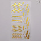 Nail Strip Stickers Black Gold Rose Gold Silver Metal Strip Tape Nail Art Adhesive Foil Tips Nail Sticker Decals Metallic Curve Strip Line Nail Decal Self-Adhesive 3D Wave Design Decoration for Women Girls Tape Nail Art Stickers Decal Decoration Stevvex