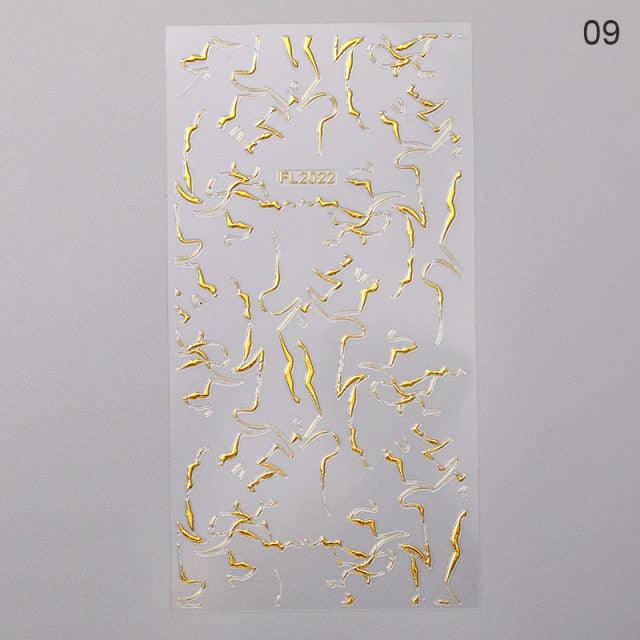 Nail Strip Stickers Black Gold Rose Gold Silver Metal Strip Tape Nail Art Adhesive Foil Tips Nail Sticker Decals Metallic Curve Strip Line Nail Decal Self-Adhesive 3D Wave Design Decoration for Women Girls Tape Nail Art Stickers Decal Decoration Stevvex