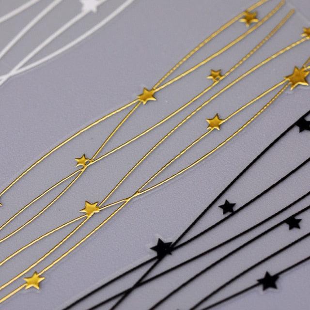 Nail Strip Stickers Black Gold Rose Gold Silver Metal Strip Tape Nail Art Adhesive Foil Tips Nail Sticker Decals Metallic Curve Strip Line Nail Decal Self-Adhesive 3D Wave Design Decoration for Women Girls Tape Nail Art Stickers Decal Decoration Stevvex