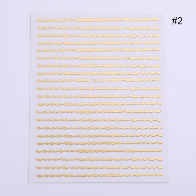 Nail Strip Stickers Black Gold Rose Gold Silver Metal Strip Tape Nail Art Adhesive Foil Tips Nail Sticker Decals Metallic Curve Strip Line Nail Decal Self-Adhesive 3D Wave Design Decoration for Women Girls Tape Nail Art Stickers Decal Decoration Stevvex