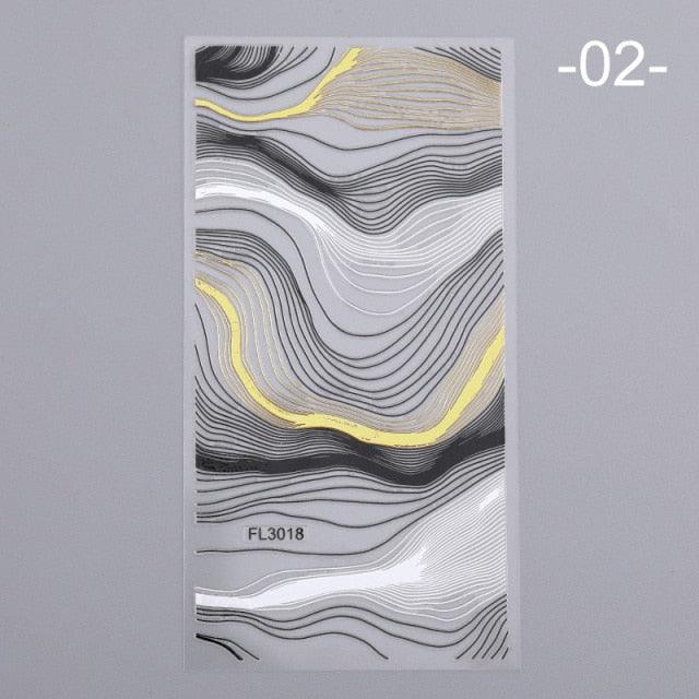 Nail Strip Stickers Black Gold Rose Gold Silver Metal Strip Tape Nail Art Adhesive Foil Tips Nail Sticker Decals Metallic Curve Strip Line Nail Decal Self-Adhesive 3D Wave Design Decoration for Women Girls Tape Nail Art Stickers Decal Decoration Stevvex