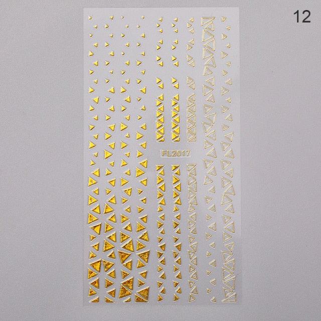 Nail Strip Stickers Black Gold Rose Gold Silver Metal Strip Tape Nail Art Adhesive Foil Tips Nail Sticker Decals Metallic Curve Strip Line Nail Decal Self-Adhesive 3D Wave Design Decoration for Women Girls Tape Nail Art Stickers Decal Decoration Stevvex