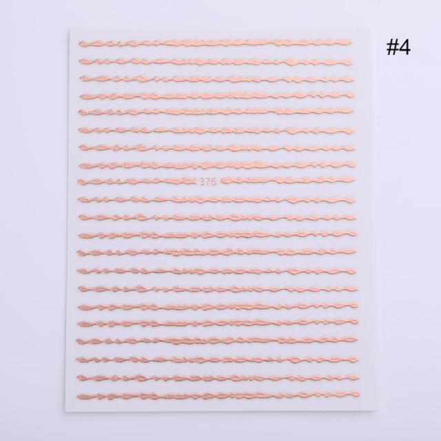 Nail Strip Stickers Black Gold Rose Gold Silver Metal Strip Tape Nail Art Adhesive Foil Tips Nail Sticker Decals Metallic Curve Strip Line Nail Decal Self-Adhesive 3D Wave Design Decoration for Women Girls Tape Nail Art Stickers Decal Decoration Stevvex