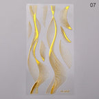 Nail Strip Stickers Black Gold Rose Gold Silver Metal Strip Tape Nail Art Adhesive Foil Tips Nail Sticker Decals Metallic Curve Strip Line Nail Decal Self-Adhesive 3D Wave Design Decoration for Women Girls Tape Nail Art Stickers Decal Decoration Stevvex