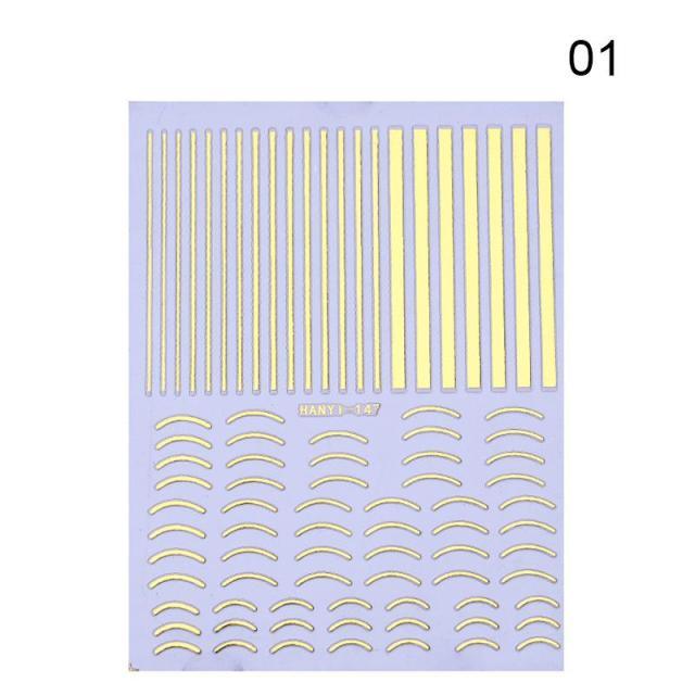 Nail Strip Stickers Black Gold Rose Gold Silver Metal Strip Tape Nail Art Adhesive Foil Tips Nail Sticker Decals Metallic Curve Strip Line Nail Decal Self-Adhesive 3D Wave Design Decoration for Women Girls Tape Nail Art Stickers Decal Decoration Stevvex