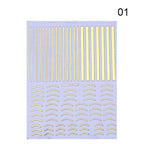 Nail Strip Stickers Black Gold Rose Gold Silver Metal Strip Tape Nail Art Adhesive Foil Tips Nail Sticker Decals Metallic Curve Strip Line Nail Decal Self-Adhesive 3D Wave Design Decoration for Women Girls Tape Nail Art Stickers Decal Decoration Stevvex