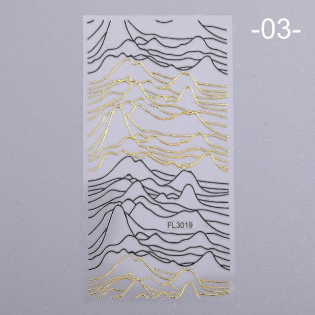 Nail Strip Stickers Black Gold Rose Gold Silver Metal Strip Tape Nail Art Adhesive Foil Tips Nail Sticker Decals Metallic Curve Strip Line Nail Decal Self-Adhesive 3D Wave Design Decoration for Women Girls Tape Nail Art Stickers Decal Decoration Stevvex