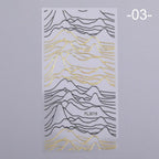 Nail Strip Stickers Black Gold Rose Gold Silver Metal Strip Tape Nail Art Adhesive Foil Tips Nail Sticker Decals Metallic Curve Strip Line Nail Decal Self-Adhesive 3D Wave Design Decoration for Women Girls Tape Nail Art Stickers Decal Decoration Stevvex