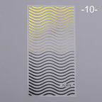 Nail Strip Stickers Black Gold Rose Gold Silver Metal Strip Tape Nail Art Adhesive Foil Tips Nail Sticker Decals Metallic Curve Strip Line Nail Decal Self-Adhesive 3D Wave Design Decoration for Women Girls Tape Nail Art Stickers Decal Decoration Stevvex
