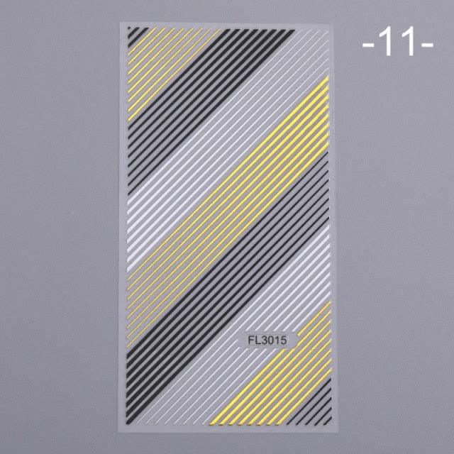 Nail Strip Stickers Black Gold Rose Gold Silver Metal Strip Tape Nail Art Adhesive Foil Tips Nail Sticker Decals Metallic Curve Strip Line Nail Decal Self-Adhesive 3D Wave Design Decoration for Women Girls Tape Nail Art Stickers Decal Decoration Stevvex