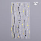 Nail Strip Stickers Black Gold Rose Gold Silver Metal Strip Tape Nail Art Adhesive Foil Tips Nail Sticker Decals Metallic Curve Strip Line Nail Decal Self-Adhesive 3D Wave Design Decoration for Women Girls Tape Nail Art Stickers Decal Decoration Stevvex