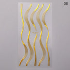 Nail Strip Stickers Black Gold Rose Gold Silver Metal Strip Tape Nail Art Adhesive Foil Tips Nail Sticker Decals Metallic Curve Strip Line Nail Decal Self-Adhesive 3D Wave Design Decoration for Women Girls Tape Nail Art Stickers Decal Decoration Stevvex