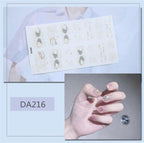 Nail Wraps Polish Decals Strips Golden Glitter 3D Adhesive Full Nail Art Stickers Manicure Kits Women Nail Decorations Accessories Metal Curve Stripe Lines Design Letter Nail Sticker Adhesive Decoration Template Nail Tool Decorations