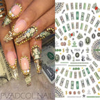 Nails Sticker Money Dollar Wealthy Rich Style Nail Art Stickers Decals Manicure Tip Decal Self Adhesive Acrylic Tips Tool Acrylic Engraved Nail Sticker Nail Art Decoration Self-Adhesive Nail Art Decoration French Black and White Lace Retro Flower Stevvex