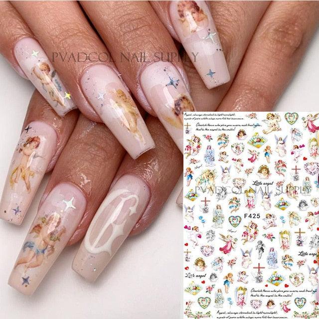 Nails Sticker Money Dollar Wealthy Rich Style Nail Art Stickers Decals Manicure Tip Decal Self Adhesive Acrylic Tips Tool Acrylic Engraved Nail Sticker Nail Art Decoration Self-Adhesive Nail Art Decoration French Black and White Lace Retro Flower Stevvex