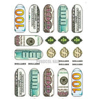 Nails Sticker Money Dollar Wealthy Rich Style Nail Art Stickers Decals Manicure Tip Decal Self Adhesive Acrylic Tips Tool Acrylic Engraved Nail Sticker Nail Art Decoration Self-Adhesive Nail Art Decoration French Black and White Lace Retro Flower Stevvex