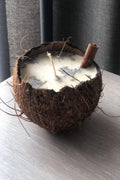 Natural Coconut Shell Decorative Scented Candle Wood Wicked Coconut Scented Candle Natural Coconut Shell  Eco Friendly Ideal for Home and Beach Décor Aromatherapy Candle Stevvex