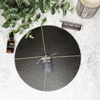 Slate Round 14 Inch Cheese Board - Natural Edge Serving Platter BandsCo Straps