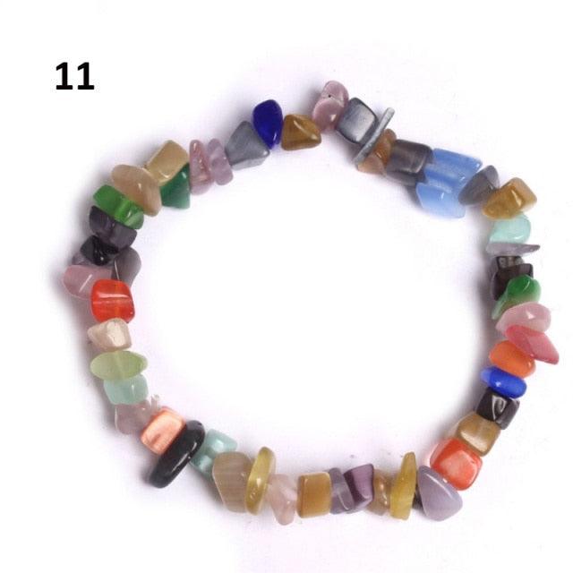 Natural Lucky Stone Beads Bracelet Multiple Colors Bracelets Beautiful Crystal Bracelets Natural Gemstone Crystal Stretch Bracelets Distance Energy Bracelet For Women Girls