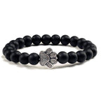 Natural Matte Black Lava Volcanic Stone Paw Print Charm Bracelet Pet Memorial Cat Dog Lovers Jewelry Bracelets For Women Men Stress Relief Yoga Bracelet Mood Bracelet Gifts For Women And Girls