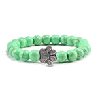 Natural Matte Black Lava Volcanic Stone Paw Print Charm Bracelet Pet Memorial Cat Dog Lovers Jewelry Bracelets For Women Men Stress Relief Yoga Bracelet Mood Bracelet Gifts For Women And Girls