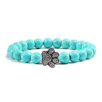 Natural Matte Black Lava Volcanic Stone Paw Print Charm Bracelet Pet Memorial Cat Dog Lovers Jewelry Bracelets For Women Men Stress Relief Yoga Bracelet Mood Bracelet Gifts For Women And Girls