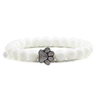 Natural Matte Black Lava Volcanic Stone Paw Print Charm Bracelet Pet Memorial Cat Dog Lovers Jewelry Bracelets For Women Men Stress Relief Yoga Bracelet Mood Bracelet Gifts For Women And Girls