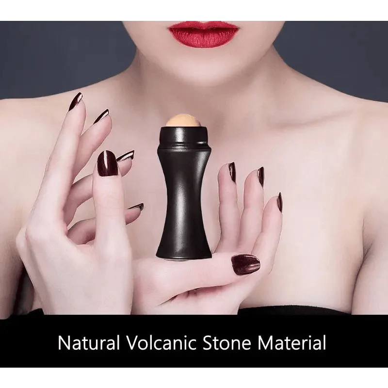 Natural Reusable Oil Resistant Facial Tool Roller Oil Control Rolling Stone Women Makeup Face Skin Care Tool Facial Cleaning Oil Absorption Roller On Ball Suitable for Traveling At Home Or Going Conduct For Facial Massage Stevvex