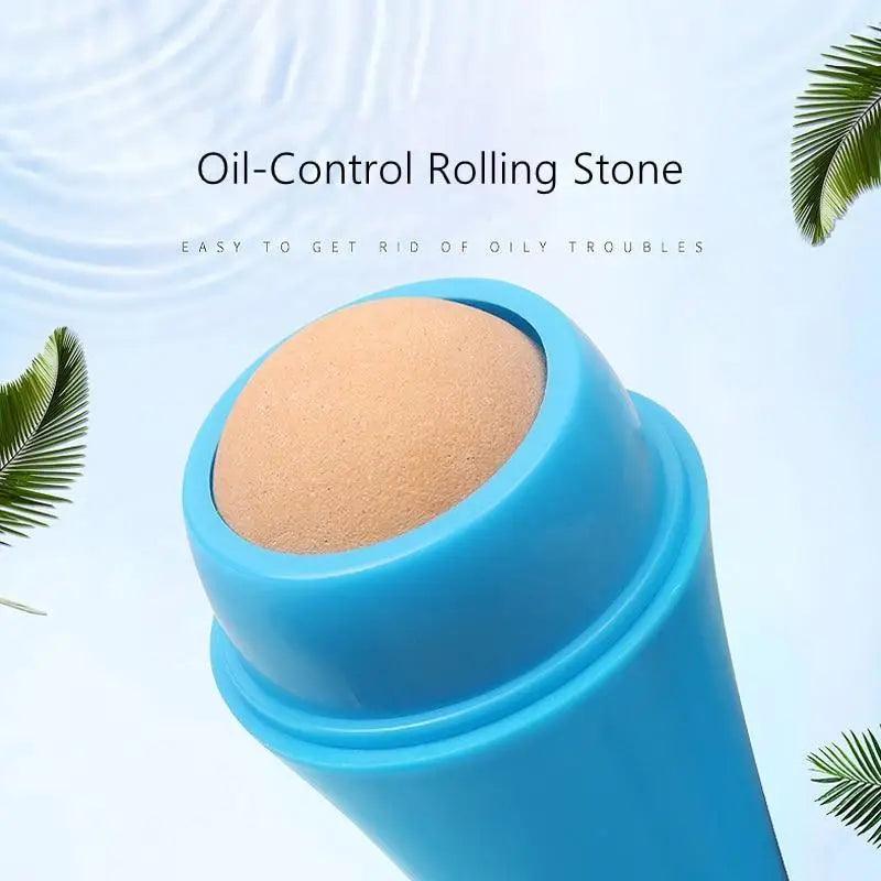 Natural Reusable Oil Resistant Facial Tool Roller Oil Control Rolling Stone Women Makeup Face Skin Care Tool Facial Cleaning Oil Absorption Roller On Ball Suitable for Traveling At Home Or Going Conduct For Facial Massage Stevvex