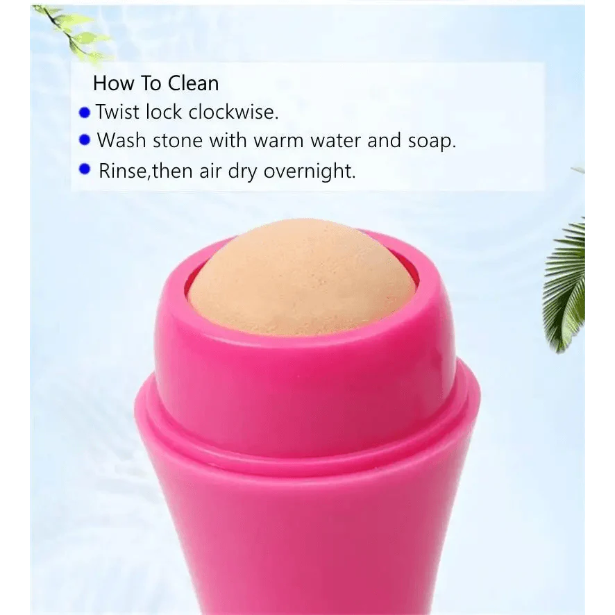 Natural Reusable Oil Resistant Facial Tool Roller Oil Control Rolling Stone Women Makeup Face Skin Care Tool Facial Cleaning Oil Absorption Roller On Ball Suitable for Traveling At Home Or Going Conduct For Facial Massage Stevvex