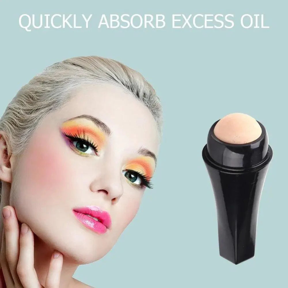 Natural Reusable Oil Resistant Facial Tool Roller Oil Control Rolling Stone Women Makeup Face Skin Care Tool Facial Cleaning Oil Absorption Roller On Ball Suitable for Traveling At Home Or Going Conduct For Facial Massage Stevvex