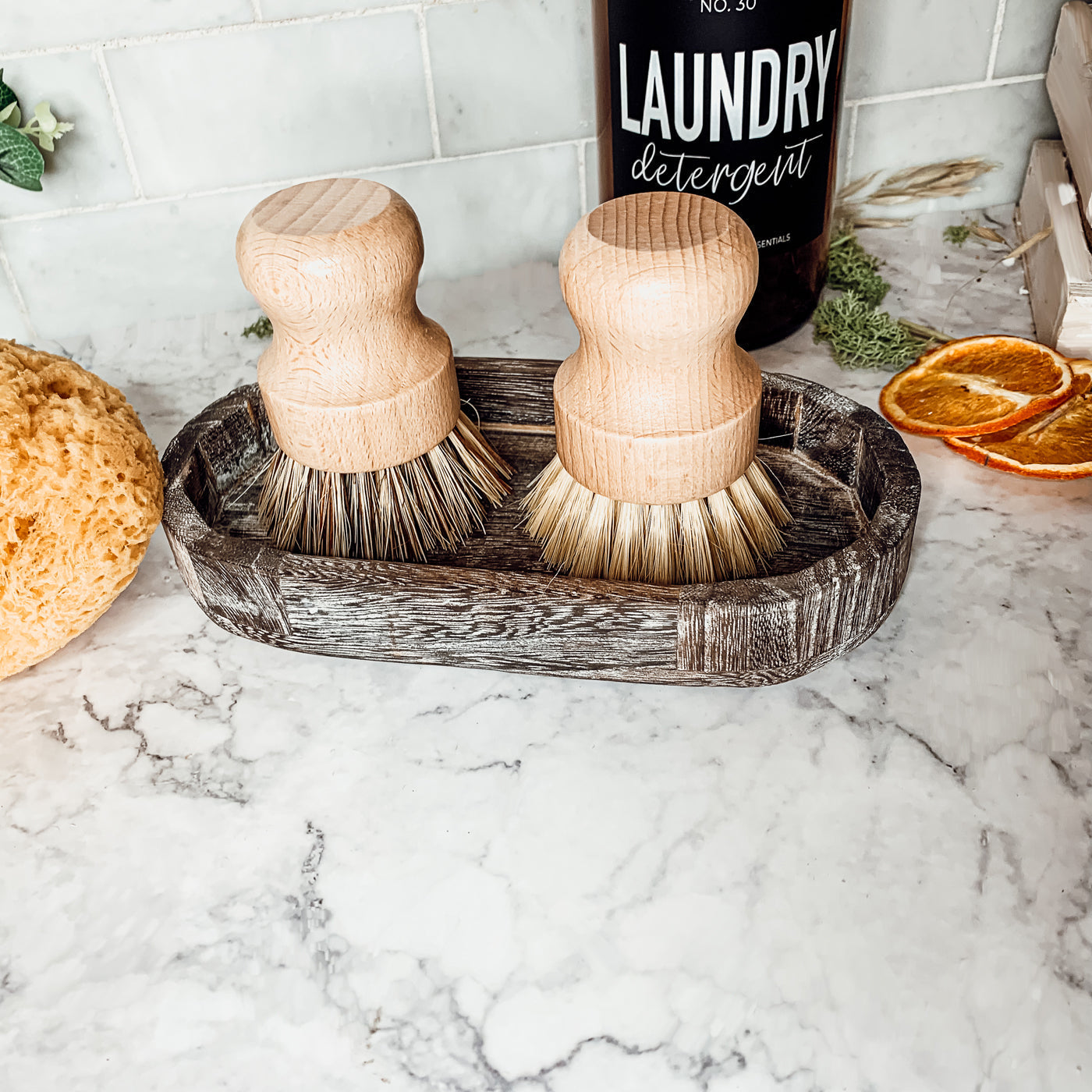 Natural Sisal Dish And Pot Scrub Brush All Natural Beech Wood Ergonomic Handle BandsCo Straps