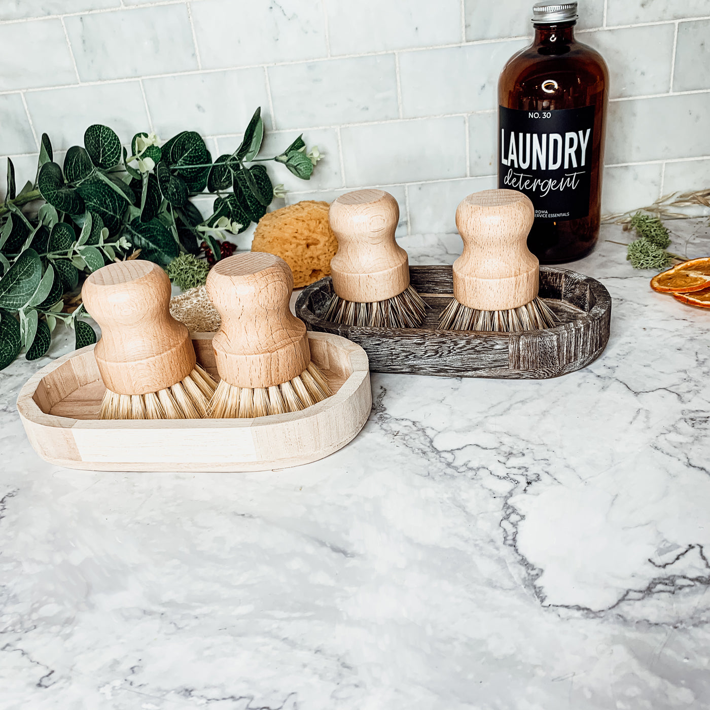 Natural Sisal Dish And Pot Scrub Brush All Natural Beech Wood Ergonomic Handle BandsCo Straps