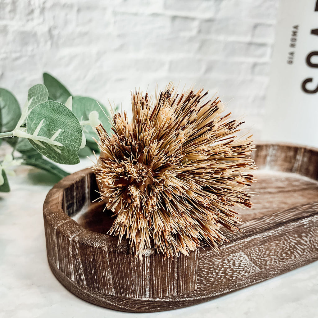 Natural Sisal Dish And Pot Scrub Brush All Natural Beech Wood Ergonomic Handle BandsCo Straps