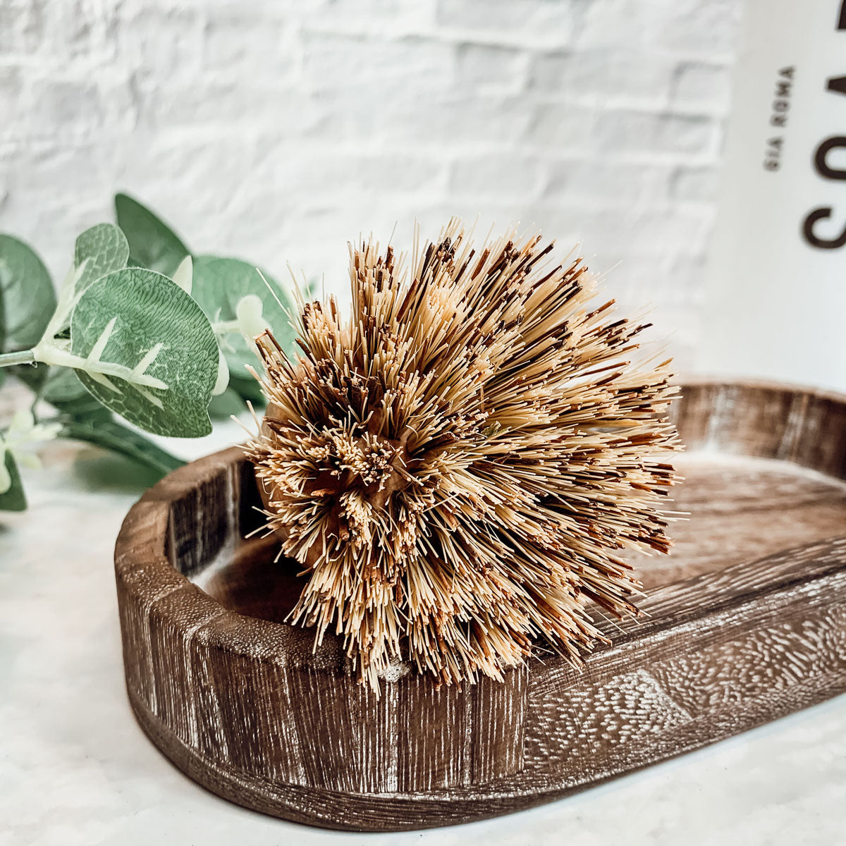 Natural Sisal Dish And Pot Scrub Brush All Natural Beech Wood Ergonomic Handle BandsCo Straps