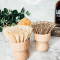 Natural Sisal Dish And Pot Scrub Brush All Natural Beech Wood Ergonomic Handle BandsCo Straps