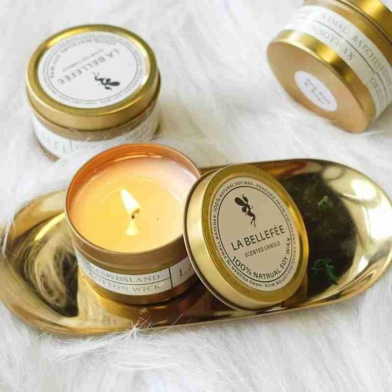Natural Soy Wax Scented Tin Candle Aromatherapy Candles Scented Candles Gift Set for Women Soy Candle Portable Travel Tin Candles For Stress Relief Wedding Gift Festival Party Home Decoration Scented Soy Candles Stevvex