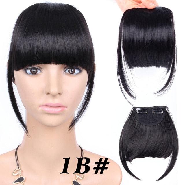 Natural Straight Synthetic Blunt Bangs High Temperature Fiber Brown Women Clip-In Flat Neat Bangs With Temples For Women One Piece Hairpiece Stevvex