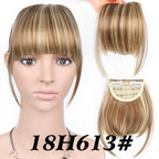 Natural Straight Synthetic Blunt Bangs High Temperature Fiber Brown Women Clip-In Flat Neat Bangs With Temples For Women One Piece Hairpiece Stevvex