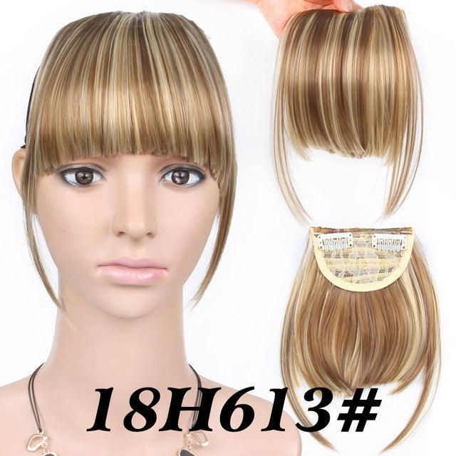 Natural Straight Synthetic Blunt Bangs High Temperature Fiber Brown Women Clip-In Flat Neat Bangs With Temples For Women One Piece Hairpiece Stevvex