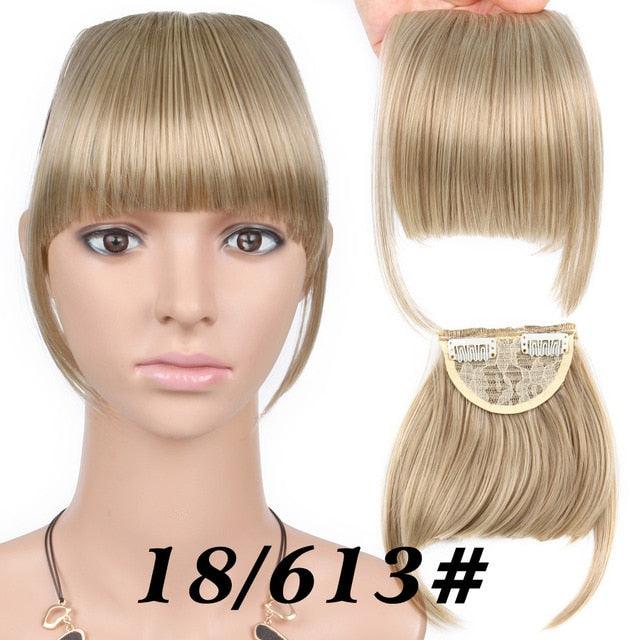 Natural Straight Synthetic Blunt Bangs High Temperature Fiber Brown Women Clip-In Flat Neat Bangs With Temples For Women One Piece Hairpiece Stevvex