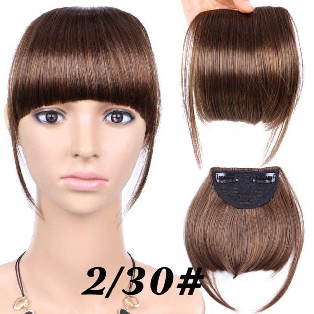 Natural Straight Synthetic Blunt Bangs High Temperature Fiber Brown Women Clip-In Flat Neat Bangs With Temples For Women One Piece Hairpiece Stevvex