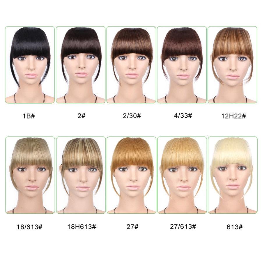 Natural Straight Synthetic Blunt Bangs High Temperature Fiber Brown Women Clip-In Flat Neat Bangs With Temples For Women One Piece Hairpiece Stevvex