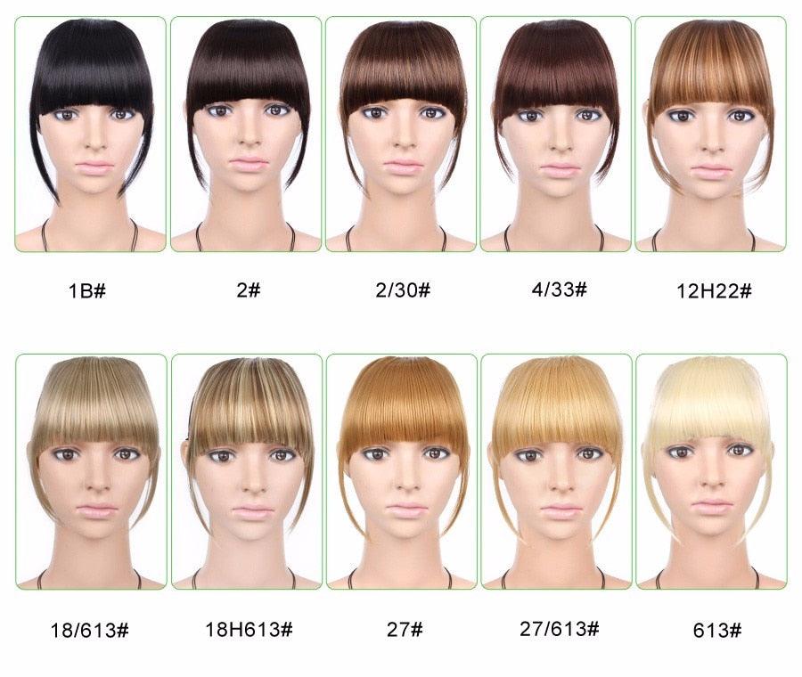 Natural Straight Synthetic Blunt Bangs High Temperature Fiber Brown Women Clip-In Flat Neat Bangs With Temples For Women One Piece Hairpiece Stevvex